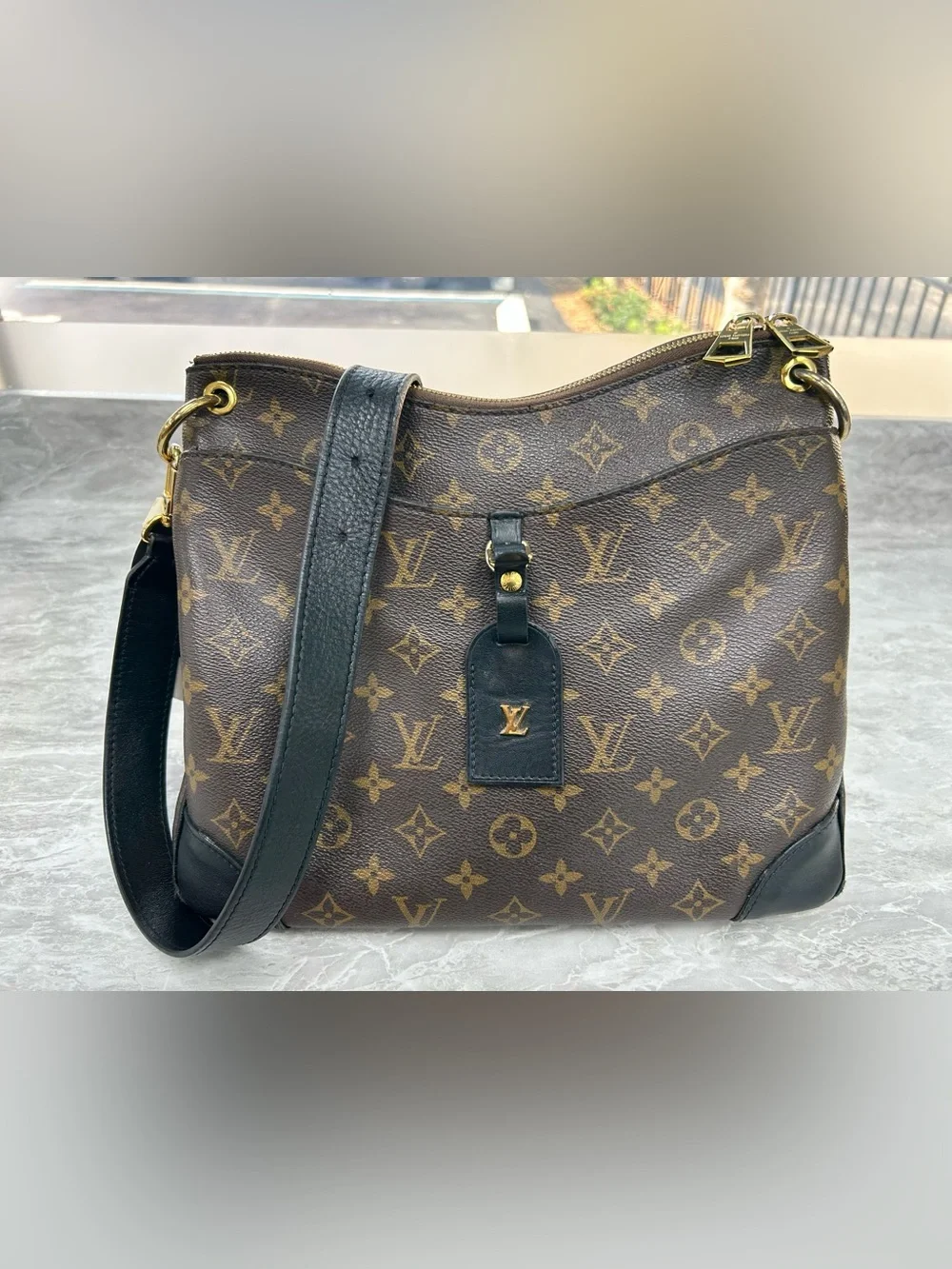 Authentic Louis Vuitton Monogram Canvas Odeon MM Crossbody Bag w/ Dust Bag